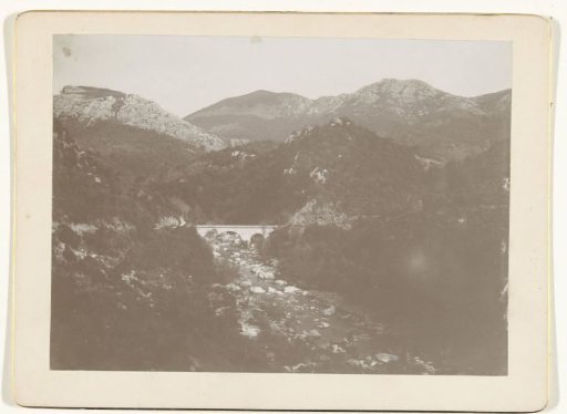 View of a mountain landscape with a bridge between Cauro and Ajaccio, Corsica, France