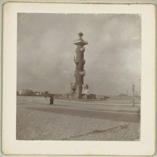 Column at the end of a bridge across the Neva in St. Petersburg