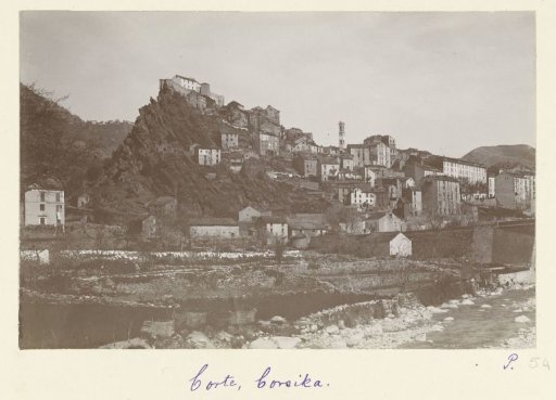 View of the city of Corte, built on a hill