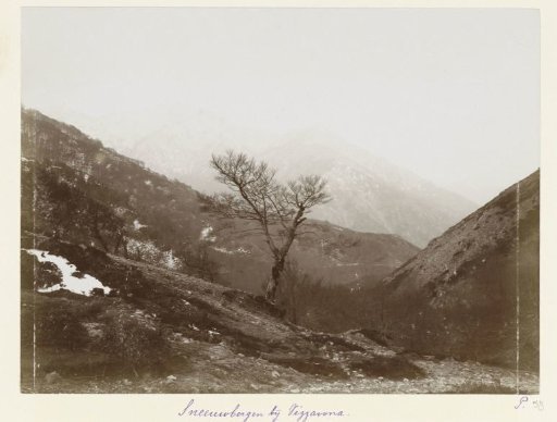 View of a mountainous landscape with snow-capped peaks