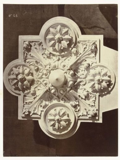 Square ceiling ornament, a relief depicting leaves