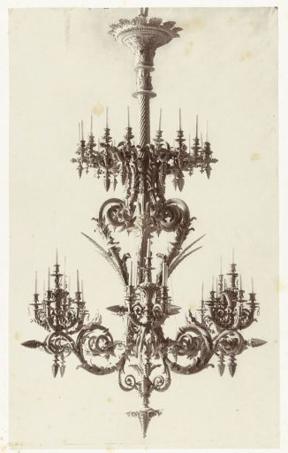 A decorated ceiling chandelier with two storeys