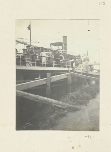 The company boarding via a gangplank