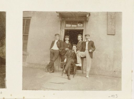 Dolph Kessler with friends in front of a pub in Gainsborough