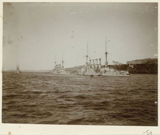 German naval ships along the coast near Kiel
