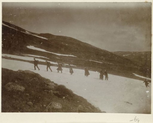 During a walk high in the mountains on a glacier in the Harz