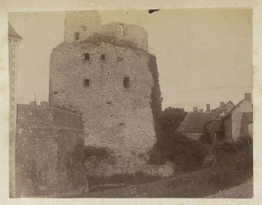 View of the ruins of a fortress tower in France