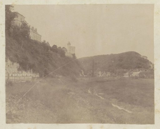 View of Château de Tancarville and l'Aiguille de Pierre Gante