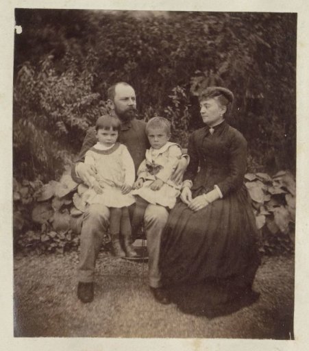 Group portrait of a French couple with two children