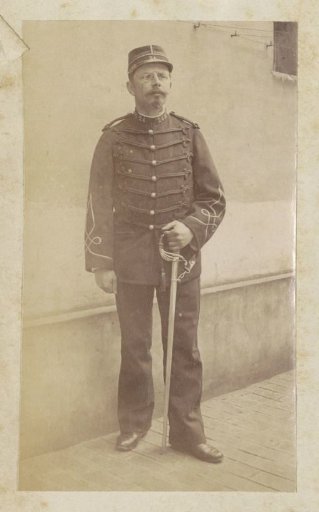 Portrait of an Unknown French Soldier, Standing with a Saber in His Hand