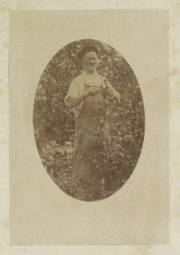 Portrait of an Unknown Man with an Apron, Standing in a Garden in France