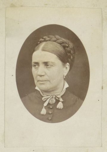 Portrait of an unknown Frenchwoman, hair braided and pinned up, with a necklace