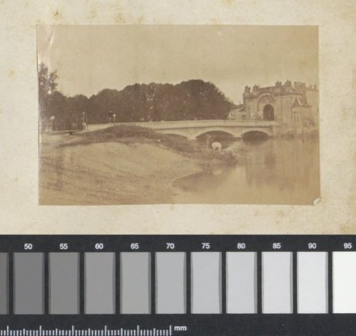Bridge with city gate in France
