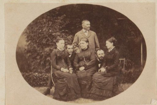 Group portrait of three Frenchmen and three Frenchwomen