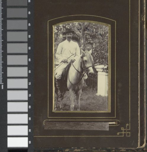 Portrait of W. Doorman on horseback, possibly in the Dutch East Indies