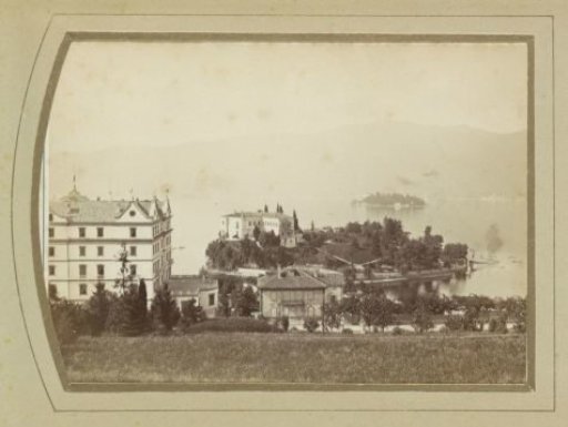 View of Lake Maggiore and the Isolino di San Giovanni