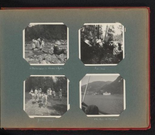 Family Boelen, with the Boissevains and Lorelie van Eeghen (probably Louise van Eeghen), by Lake Geneva, with the Château de Chillon in the lower right