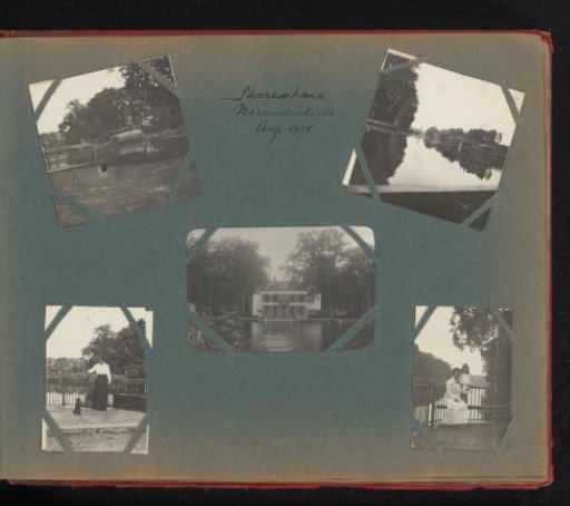 Five views of and from the estate Sterreschans in Nieuwersluis, under an unknown woman with a dog and Eva Boelen