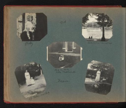 Hetty Boelen with a governess and playmate Henk at Villa Trebizonde in Baarn, and a view from Amstel 244 in Amsterdam