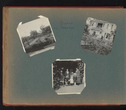 View of Villa Rozenhage in Baarn and a group portrait with five unknown children and two women in Doorn