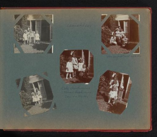 August Matthes with Eva and Hetty Boelen, and Coba and Musch Arntzenius, in the garden of Amstel 244 in Amsterdam