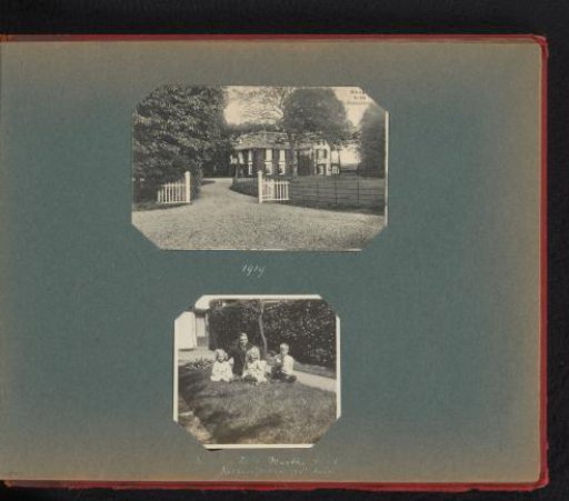 View of the Plattenberg estate in Maarn, and the children of Co Boelen with their uncle Herman Boelen in the garden of Keizersgracht 678 in Amsterdam