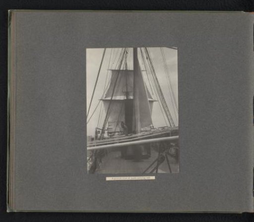 Deck of the Columbia with hoisted sails
