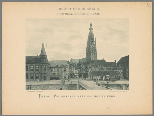 View of the Great Church and the Vismarktstraat in Breda