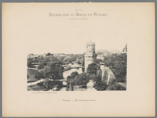 View of the ruins of the city wall and the Kruittoren in Kronenburgerpark, Nijmegen