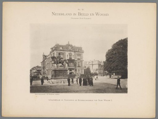 View of the intersection of the Paleisstraat and the Noordeinde with the equestrian statue of Willem I