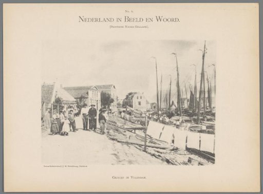 View of a quay with drying laundry in Volendam