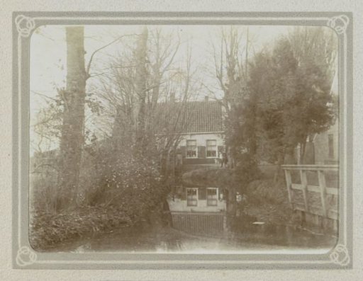 Ditch with Trees, Children with a Dog by a House in the Background