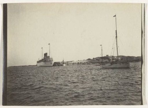 Two ships moored, possibly on one of the Wadden Islands