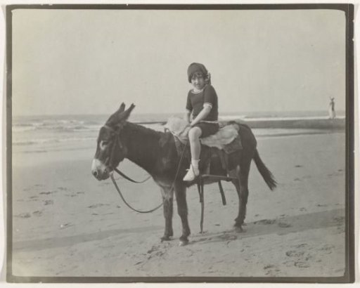 Girl on a Donkey at the Beach (North Sea Coast), Netherlands or Germany