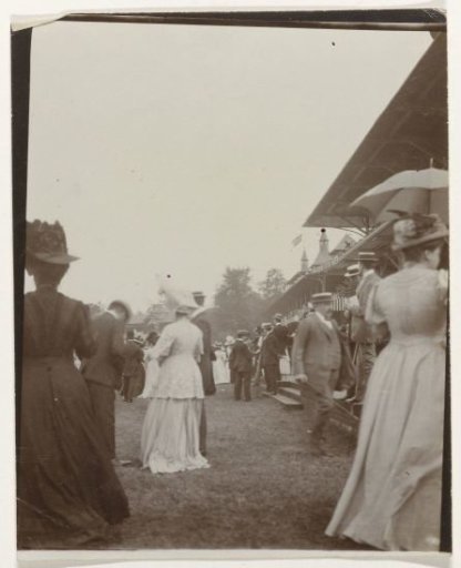 Visitors at a horse racing track