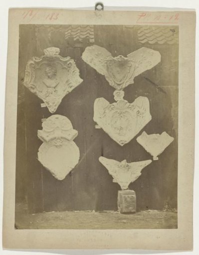 Composition of plaster ornaments from the workshop of J. Delbove, Brussels, Belgium