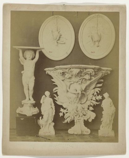 Composition of plaster ornaments from the workshop of J. Delbove, Brussels, Belgium
