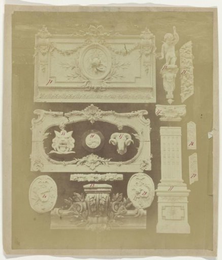 Composition of plaster ornaments from the workshop of J. Delbove, Brussels, Belgium