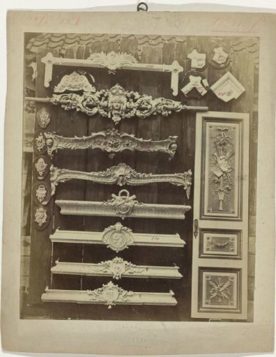 Composition of plaster ornaments from the workshop of J. Delbove, Brussels, Belgium
