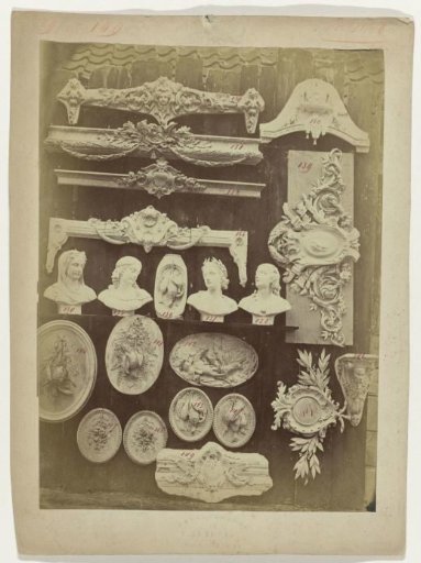 Composition of plaster ornaments from the workshop of J. Delbove, Brussels, Belgium