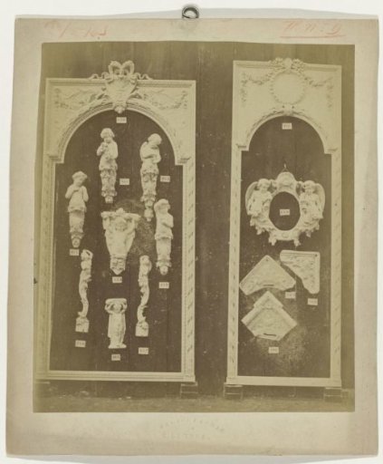Composition of plaster ornaments from the workshop of J. Delbove, Brussels, Belgium