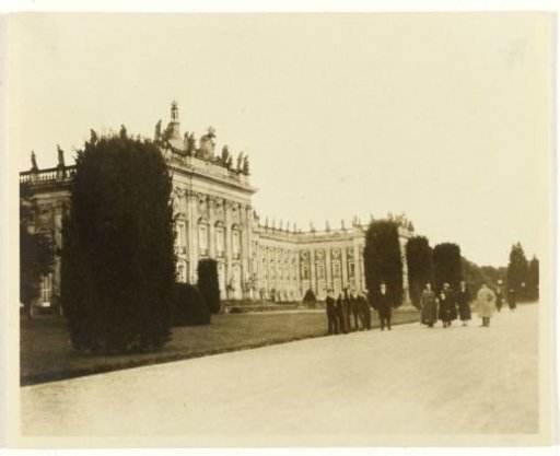 Group of American tourists at Sanssouci Palace in Potsdam