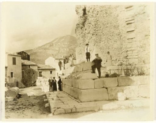 Group of American tourists at La Trophée des Alpes in La Turbie, France