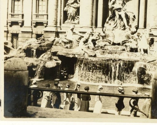 Group of American tourists at the Trevi Fountain, Rome, Italy