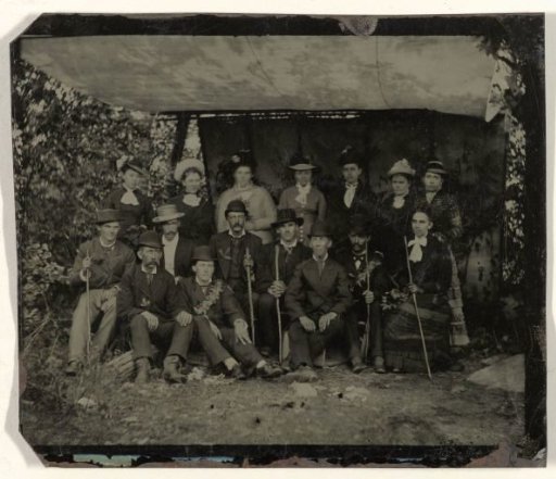 Group Portrait of Mountain Climbers in an Improvised Studio