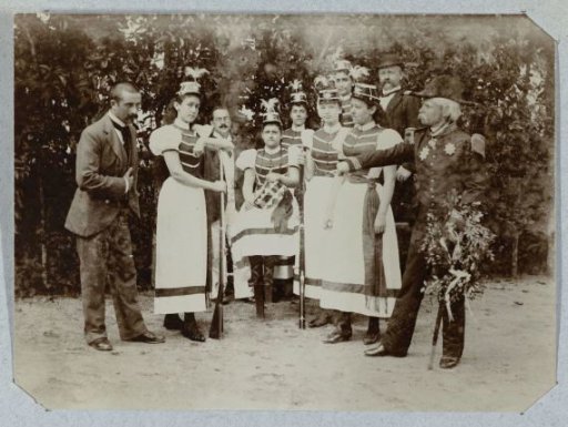 Scenes from "Six Girls and No Man" performed at the Governor's house