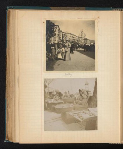 Dina (Dolly) Amelia van Emden at the market in Ajaccio and female merchants with baskets of produce