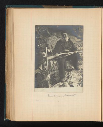 Notorious bandit Francois Antoine Bonelli, or Antoine Bellascosia, and an unknown man with firearms on a rock wall