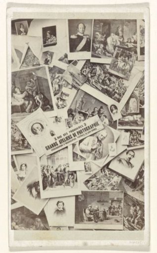 Composition of prints and a sheet of text with the photographer's address