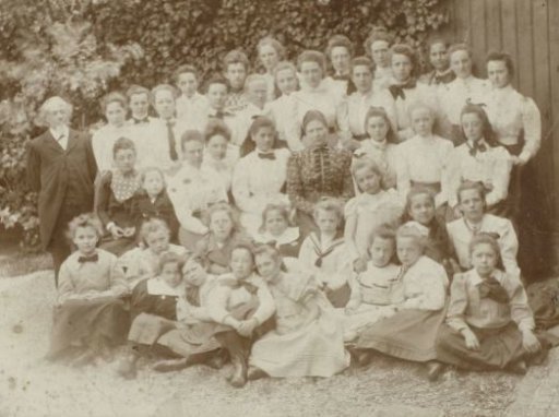 School photo at a girls' school, front right Charlotte A Matthes